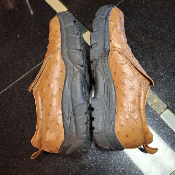 Roper Performance Faux Ostrich Leather Brown Slip-on Shoes Youth Kids Size 3 - Picture 6 of 16